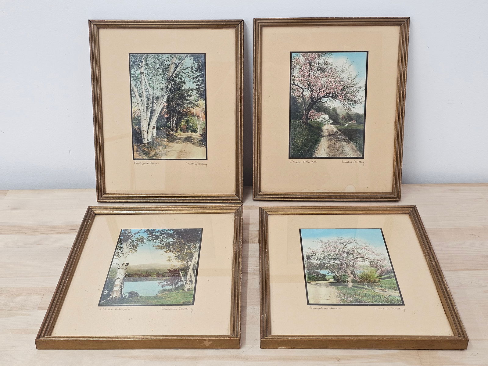 Set of 4 Antique Signed Wallace Nutting Colored Prints (1 of 12)