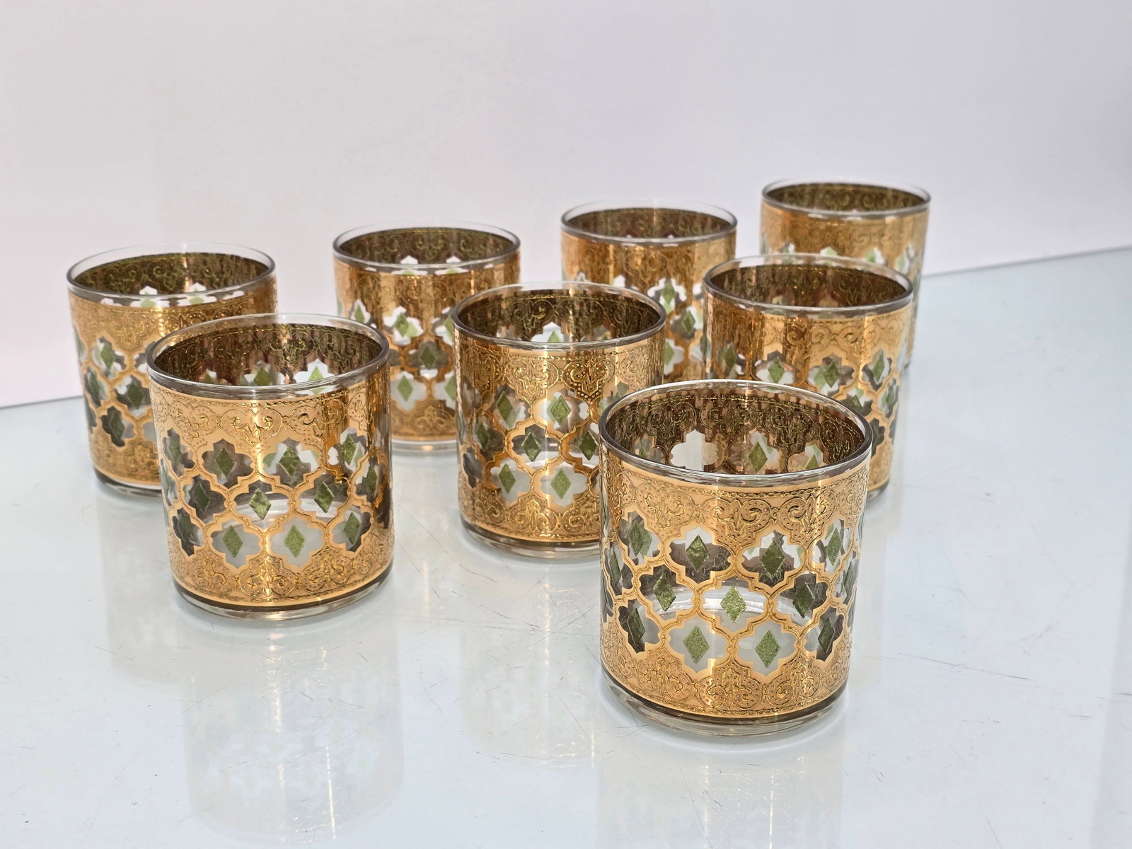 Set of 8 Vintage Culver Valencia Old Fashioned Glasses: The glasses are in very good vintage condition, showing little to no ware. See lot photos for more details