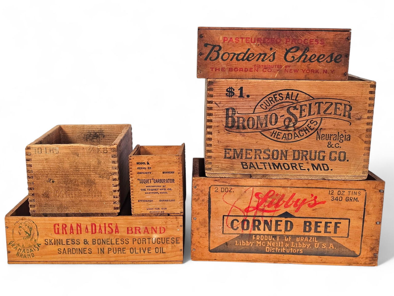 Lot of 6 Assorted Antique Advertising Crates (1 of 10)