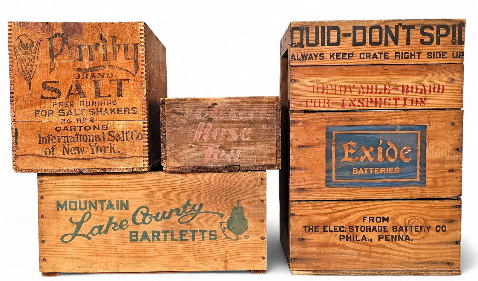 Lot of 5 Assorted Antique Wooden Advertising Crates (1 of 11)