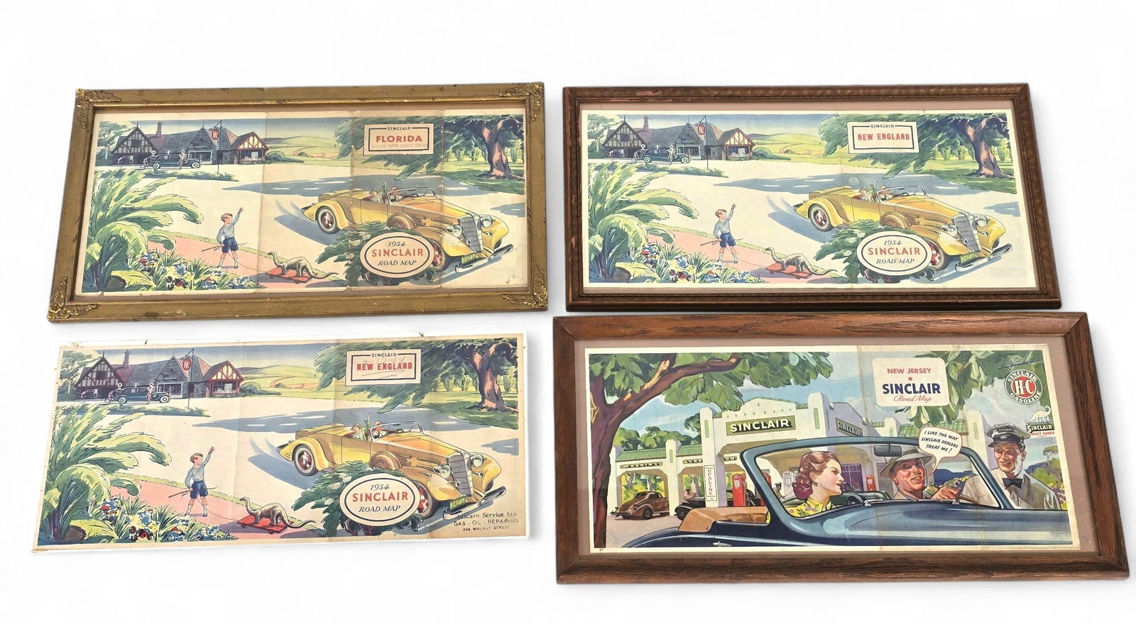 Set of Four 1934 Sinclair Road Maps - Framed! (1 of 13)