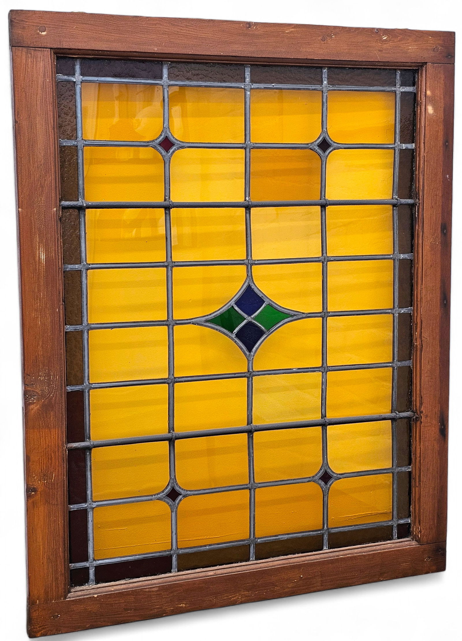 Large Antique Arts & Crafts Style Leaded Glass Panel/Window (1 of 14)