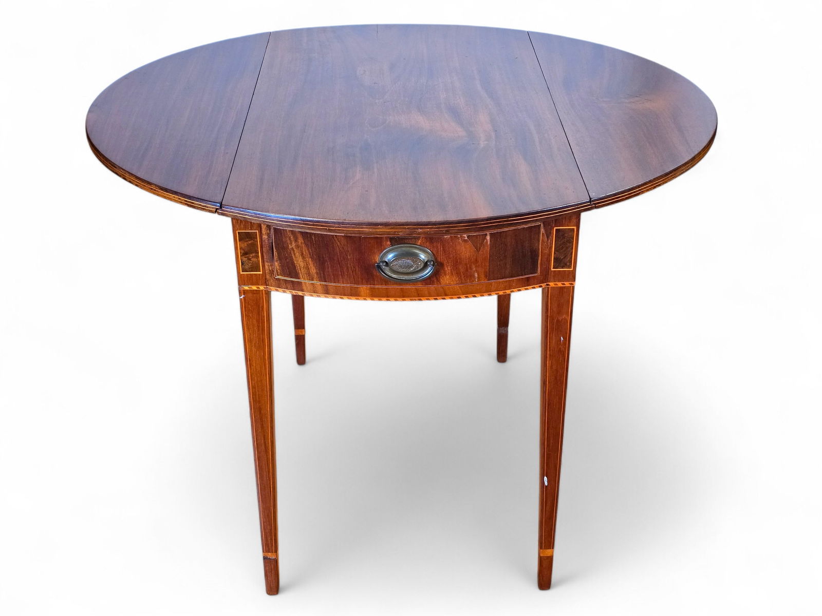 English Pembroke Drop Leaf Table w/ Inlaid Decorations (1 of 16)