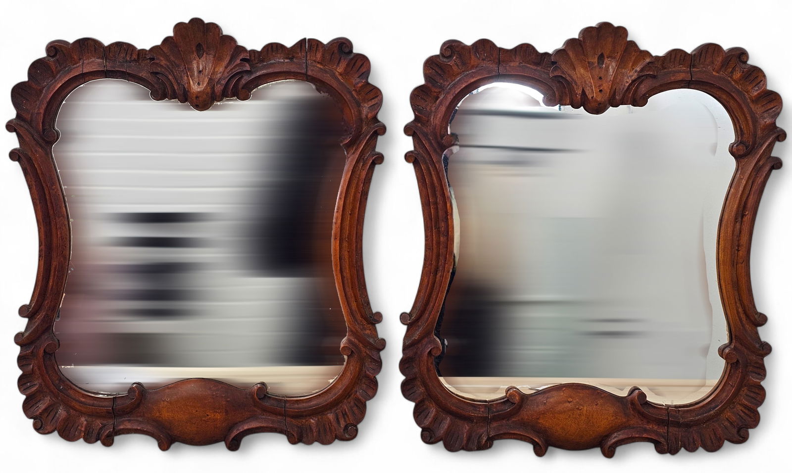 Pair of Small 19th C. Highly Carved Wood Wall Mirrors (1 of 11)