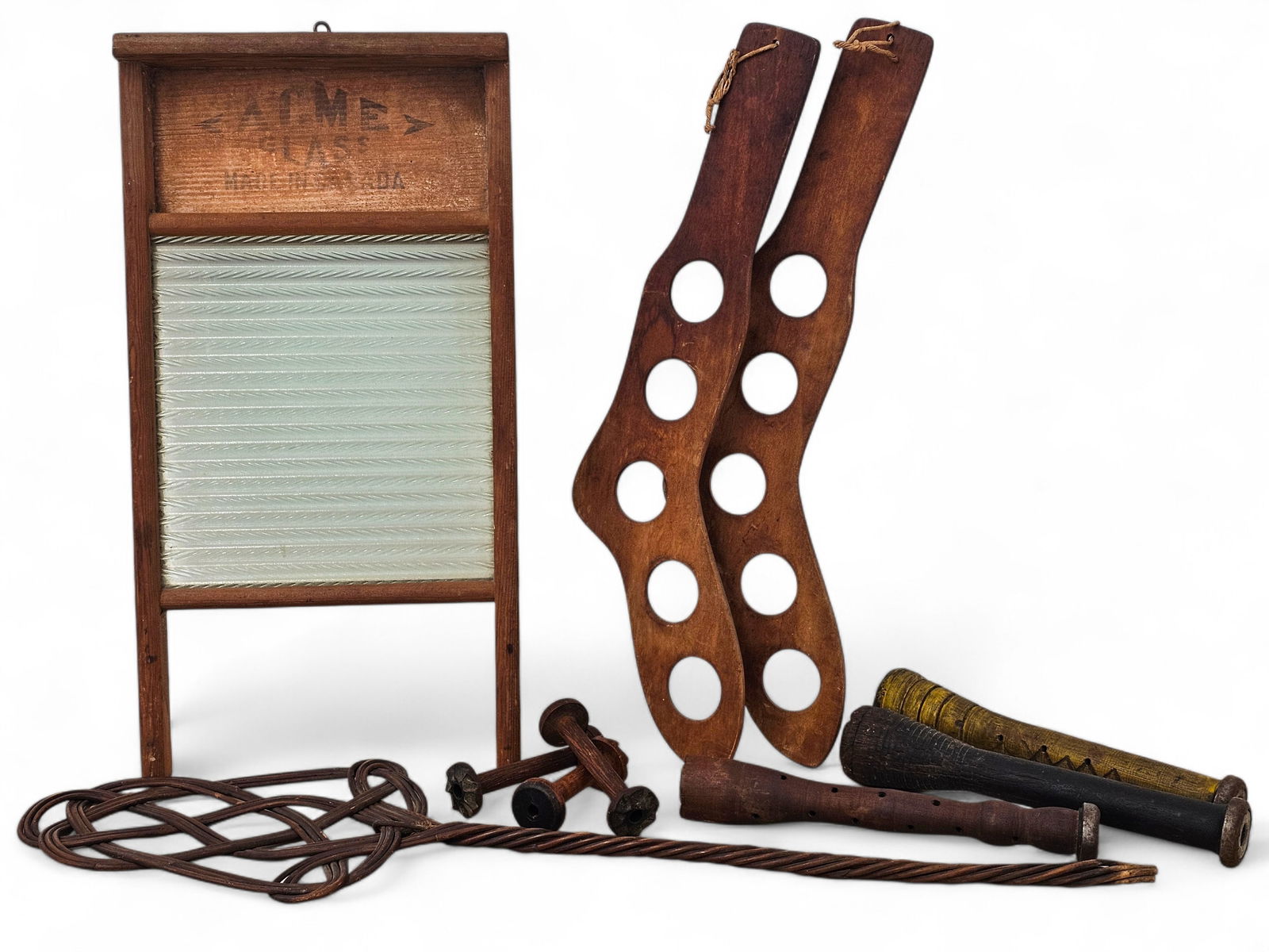 Grouping of Primitive Antique Wooden Household Items (1 of 14)