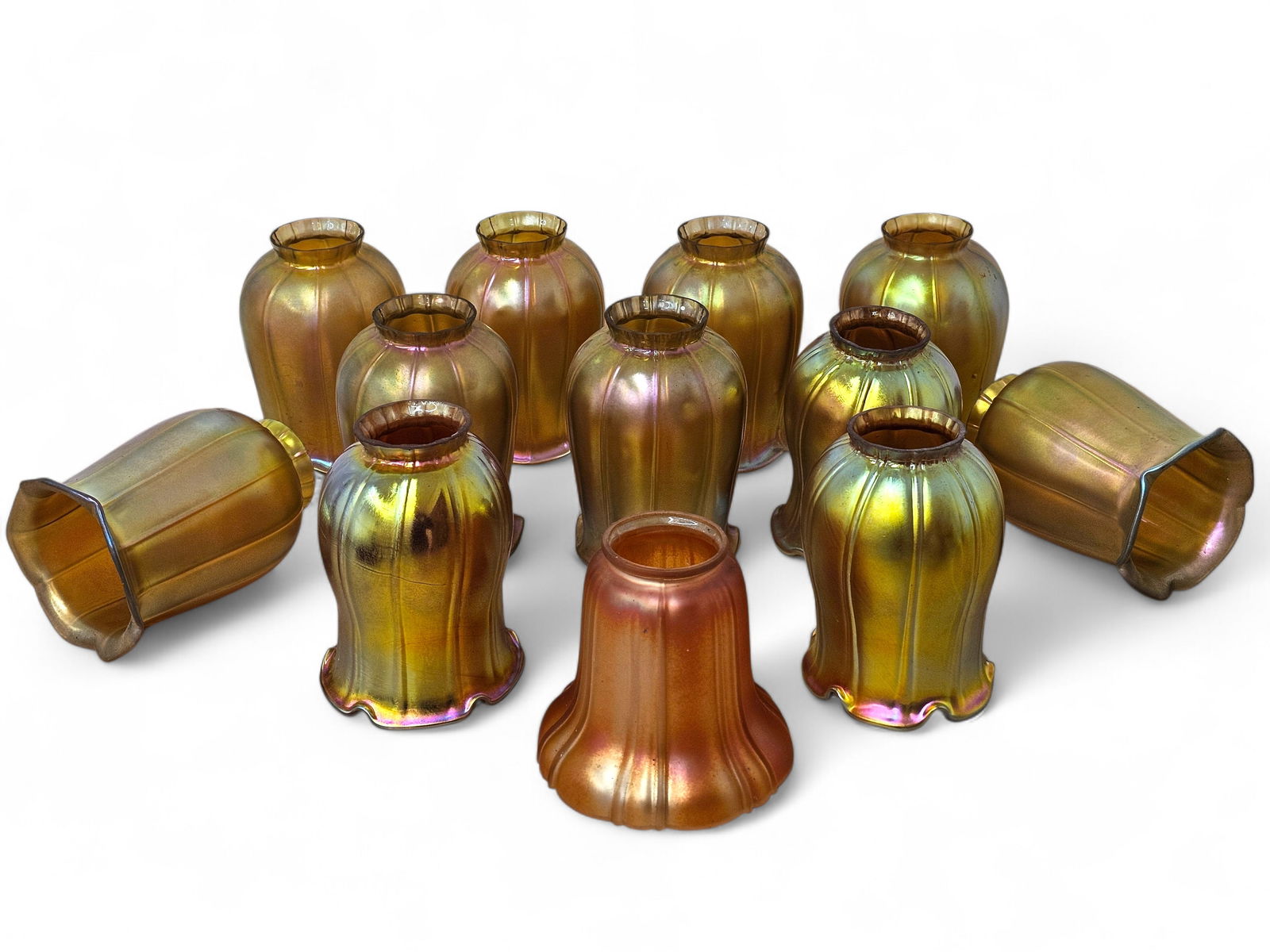 (12pc) Iridescent Glass Tulip Lampshades (1 of 8)