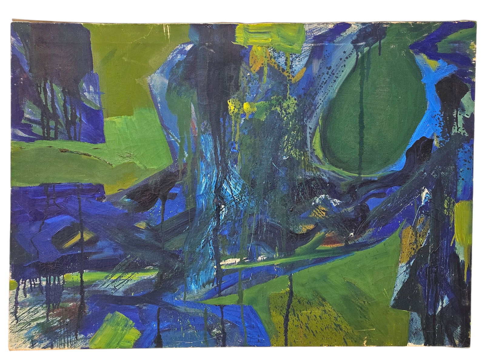 Green and Blue Abstract Oil On Canvas (1 of 14)