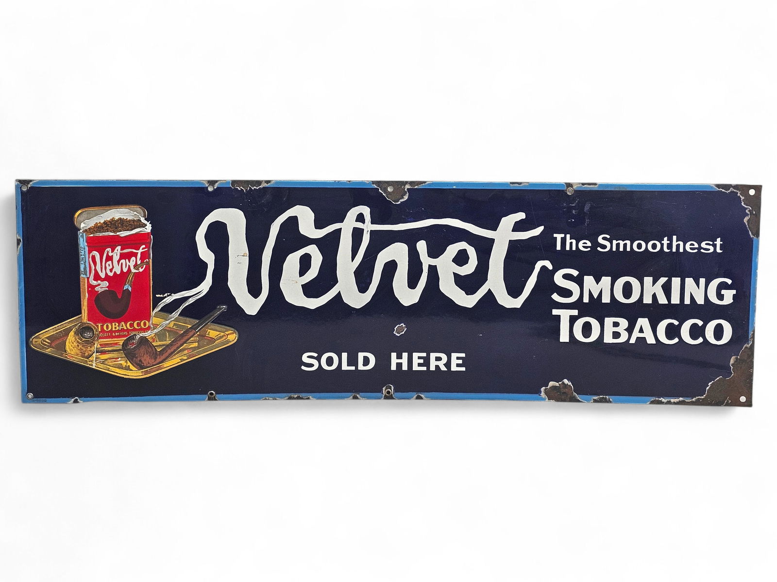 Velvet Smoking Tobacco Advertising Sign - Single Sided Porcelain c. 1920s/30s (1 of 19)