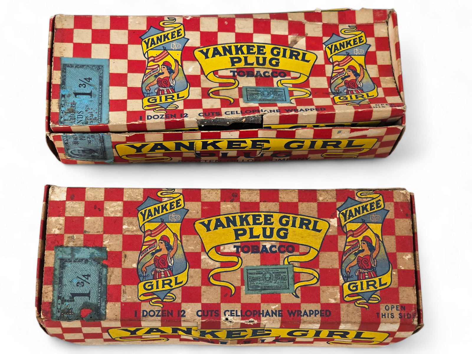2pc Yankee Girl Plug Tobacco Boxes w/ Contents - Estate Found Collection (1 of 9)