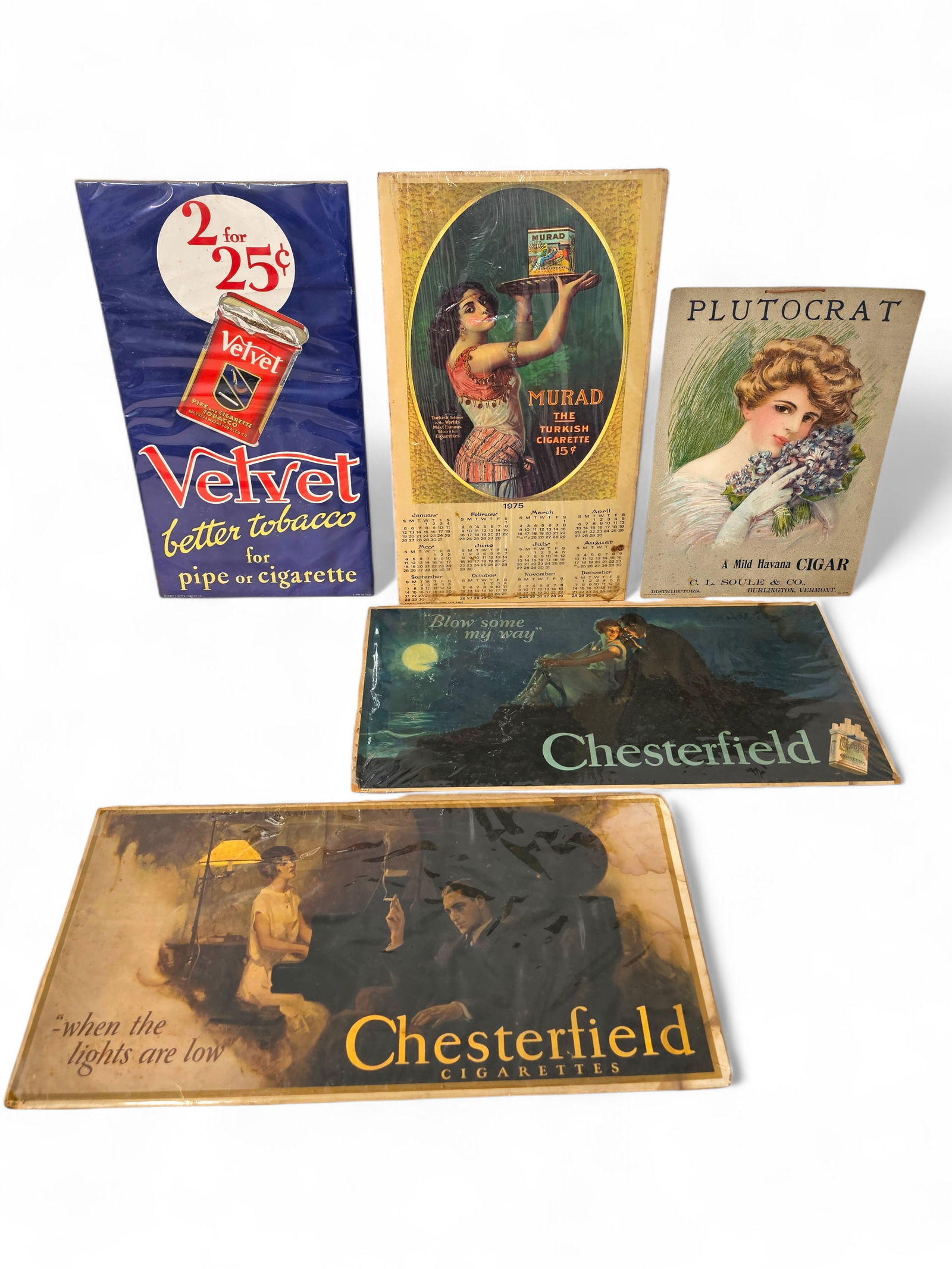 Estate Found Grouping of Assorted Tobacco Advertising Posters: You get all that you see in the photos, these have been packed away in an attic since 1978, and are coming to the market for the first time in decades! Brands, styles, ages and conditions vary. See lo