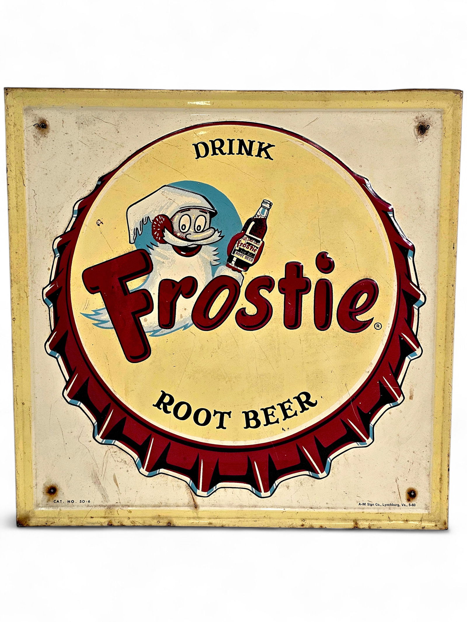 Frostie Root Beer Tin Advertising Sign - c. 1960s (1 of 16)