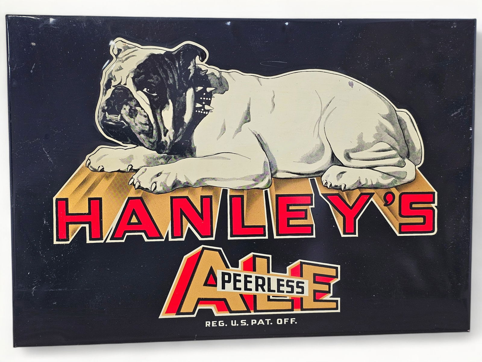 1940s Hanley's Peerless Ale Tin Over Cardboard Advertising Sign (1 of 8)