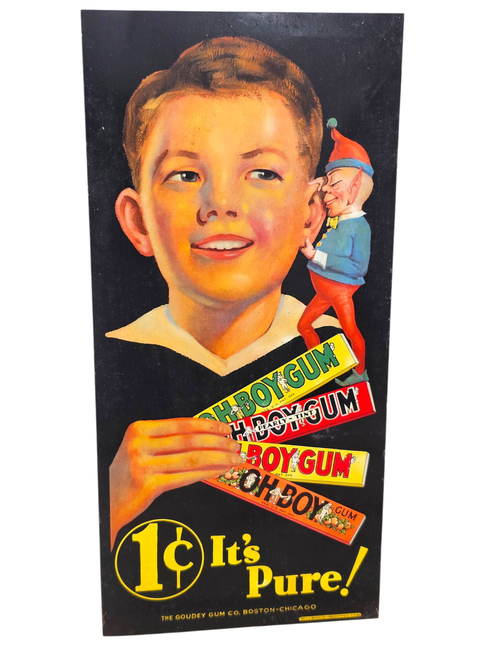 Oh Boy! Gum - Tin Lithograph Advertising Sign (1 of 9)
