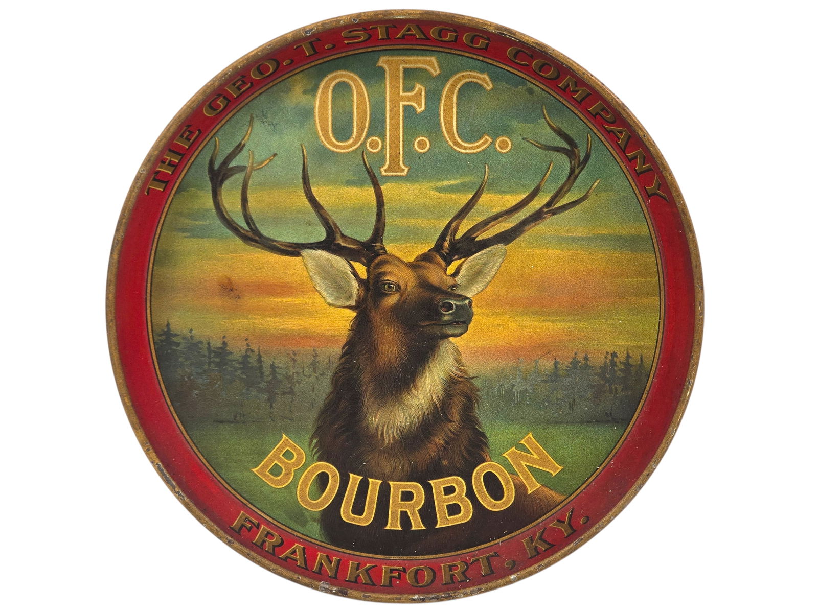 Geo. T. Stagg O. F. C. Bourbon Advertising Tray (1 of 9)