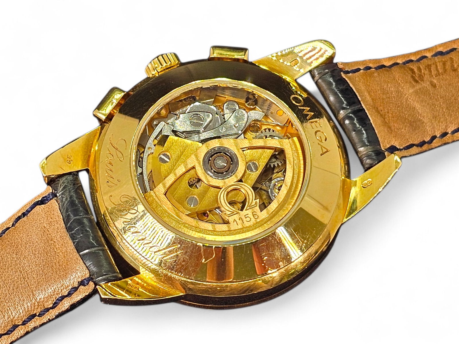 18K Gold Omega Louis Brandt Chronograph Watch - 7