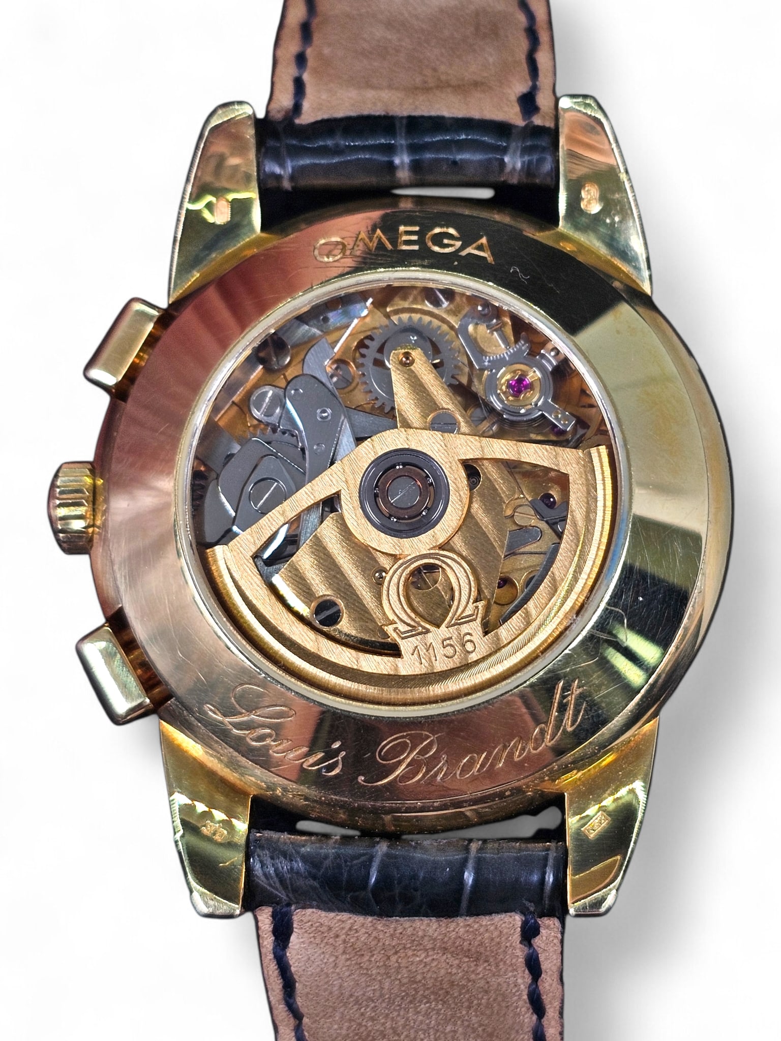 18K Gold Omega Louis Brandt Chronograph Watch - 9