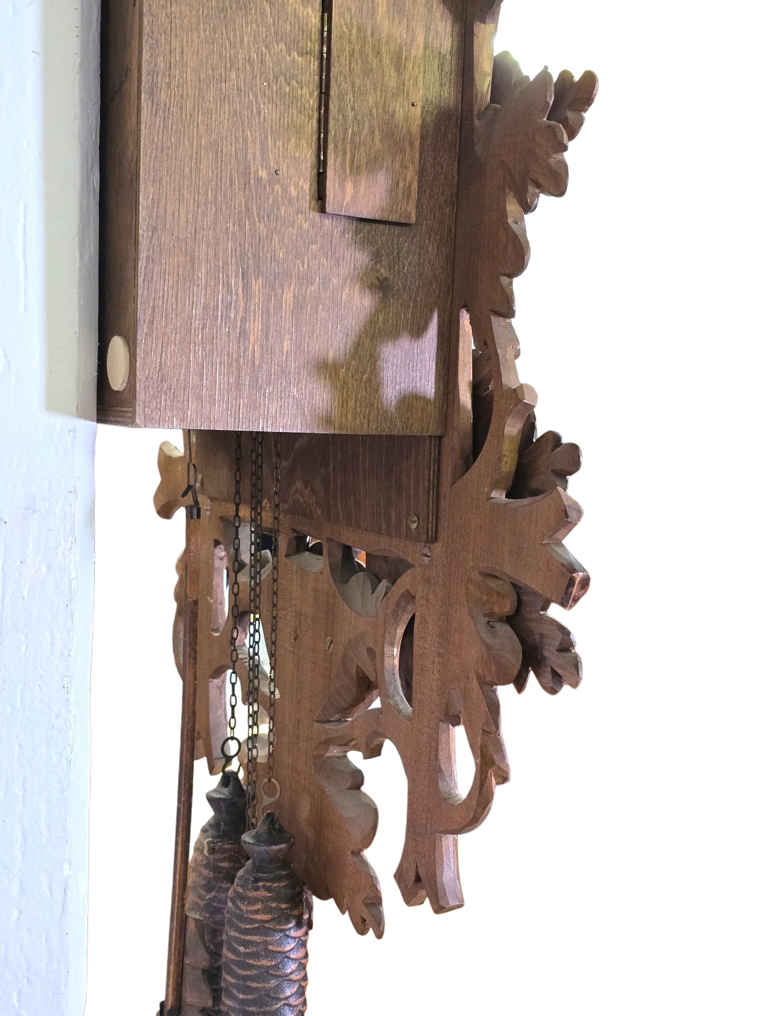 Monumental 40"T Black Forest Carved Walnut Cuckoo Wall Clock - 13