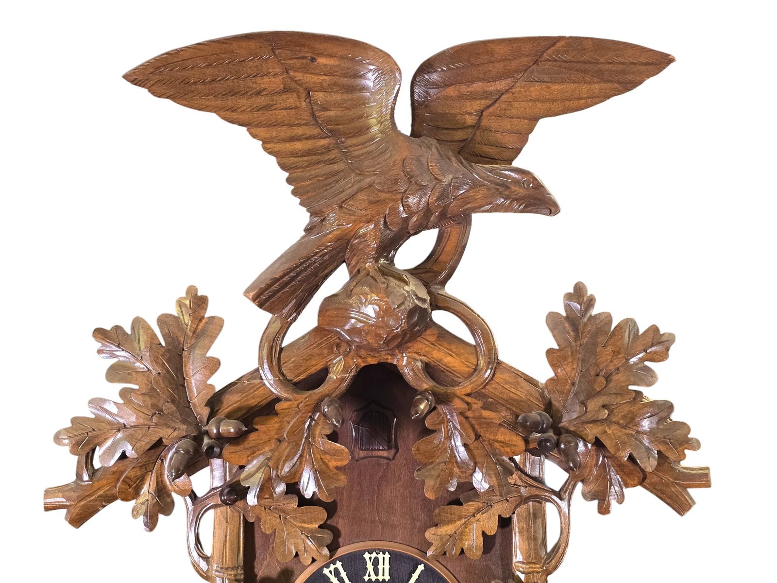 Monumental 40"T Black Forest Carved Walnut Cuckoo Wall Clock - 3