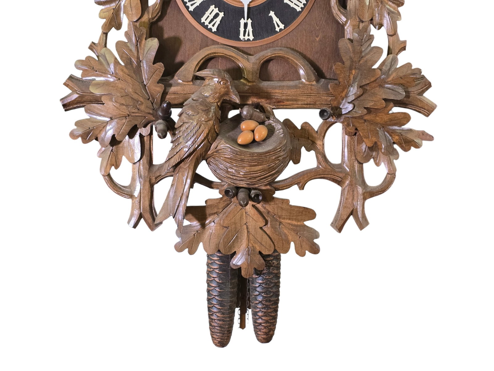 Monumental 40"T Black Forest Carved Walnut Cuckoo Wall Clock - 5