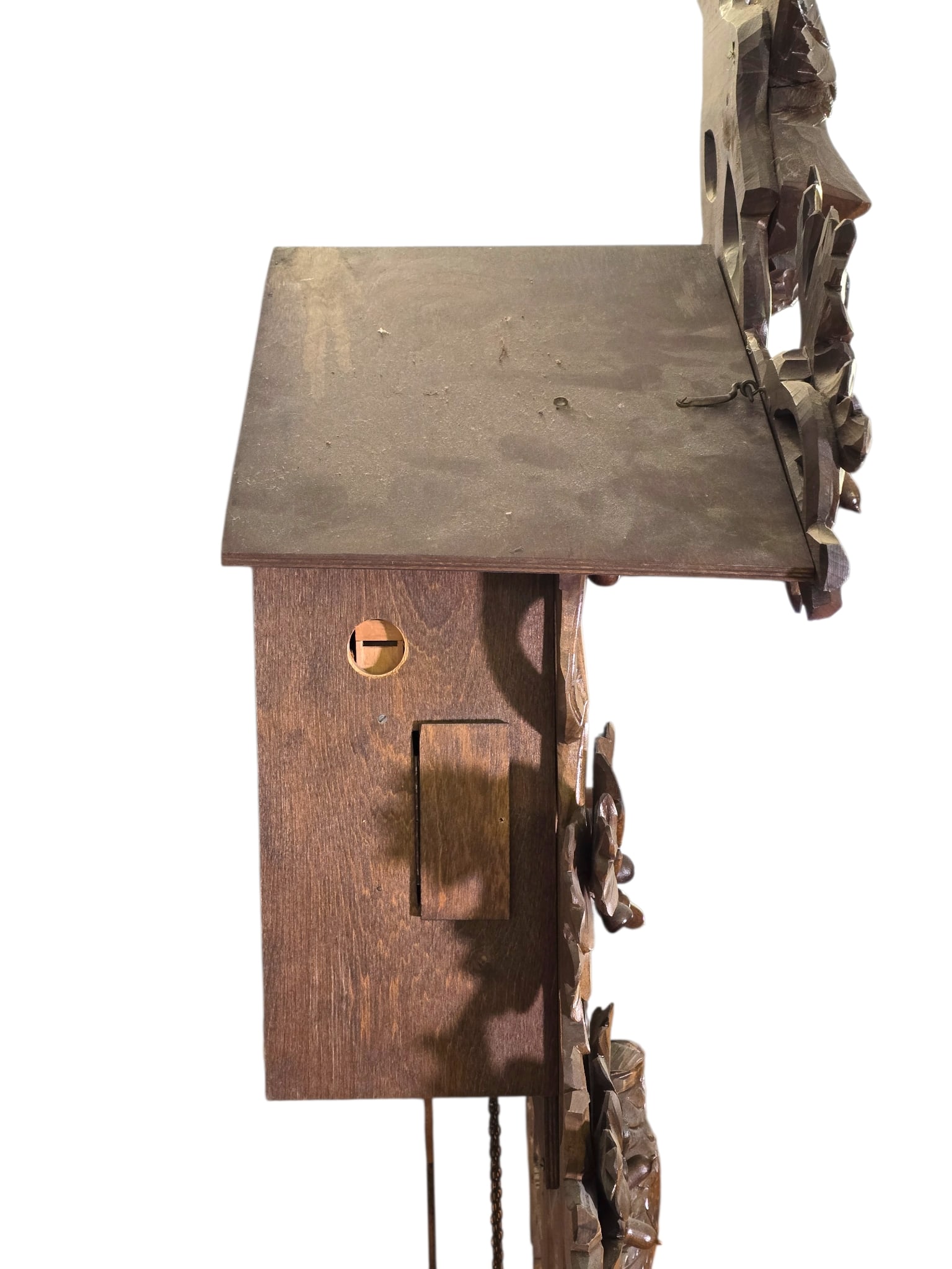 Monumental 40"T Black Forest Carved Walnut Cuckoo Wall Clock - 7