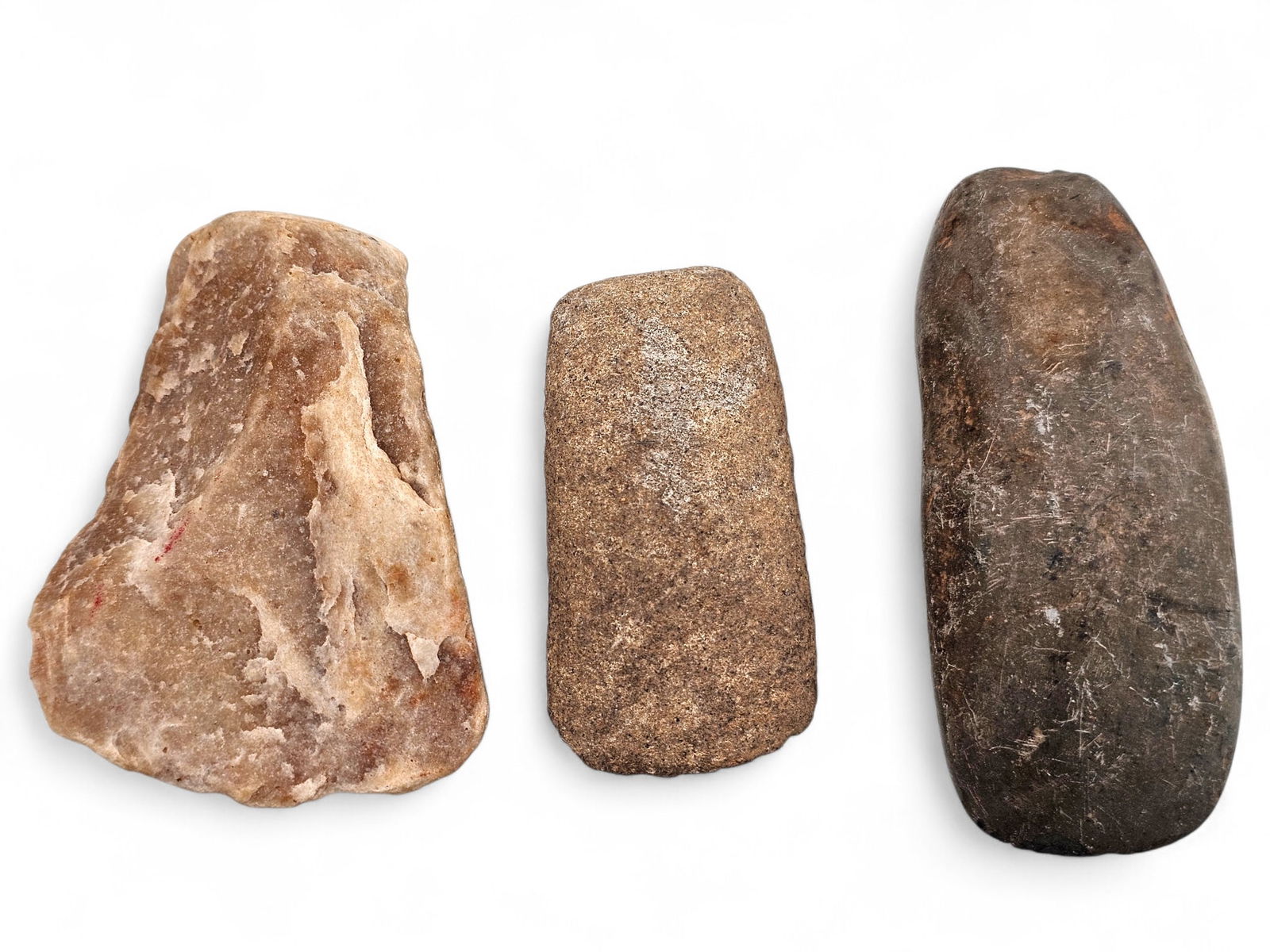 Grouping of Native American Stone Artifacts / Tools: This lot features Native American artifacts from a large, privately held collection spanning pieces attributed to the prehistoric era through more modern periods. All items are offered exactly as show