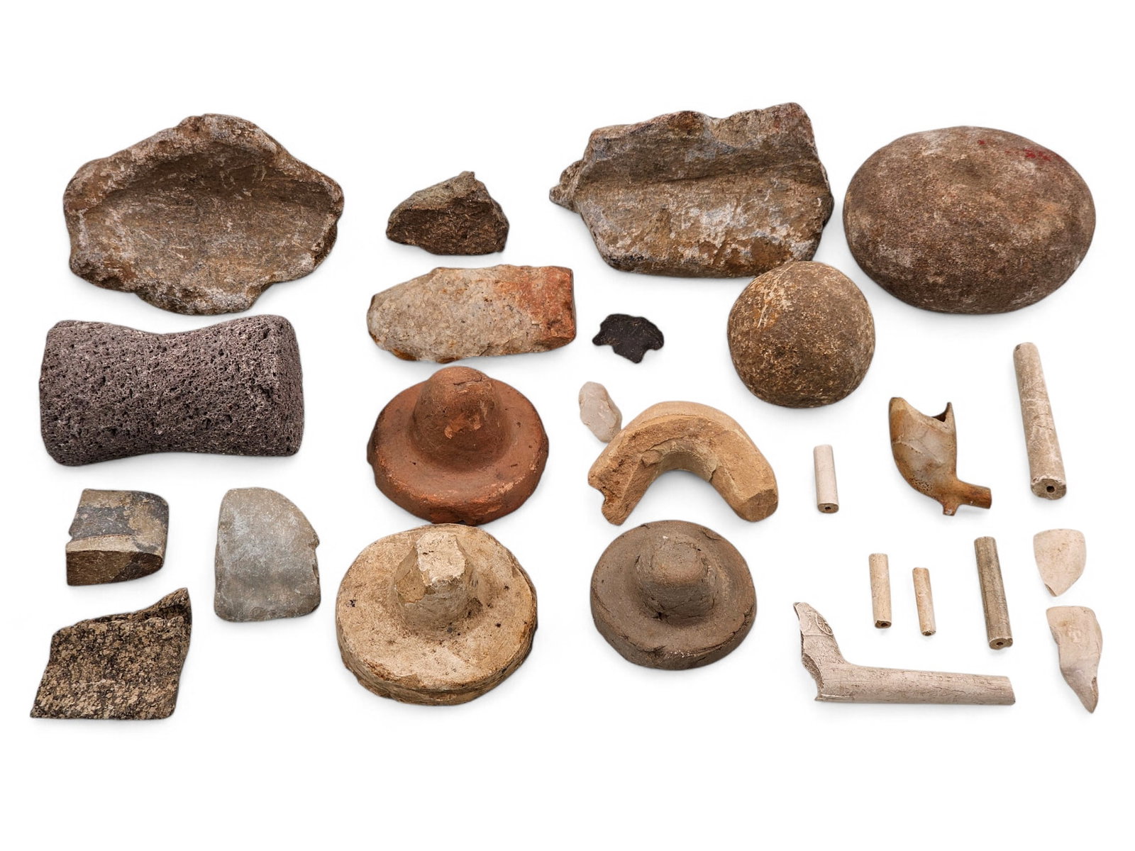 Grouping of Native American Stone Artifacts / Tools: This lot features Native American artifacts from a large, privately held collection spanning pieces attributed to the prehistoric era through more modern periods. All items are offered exactly as show