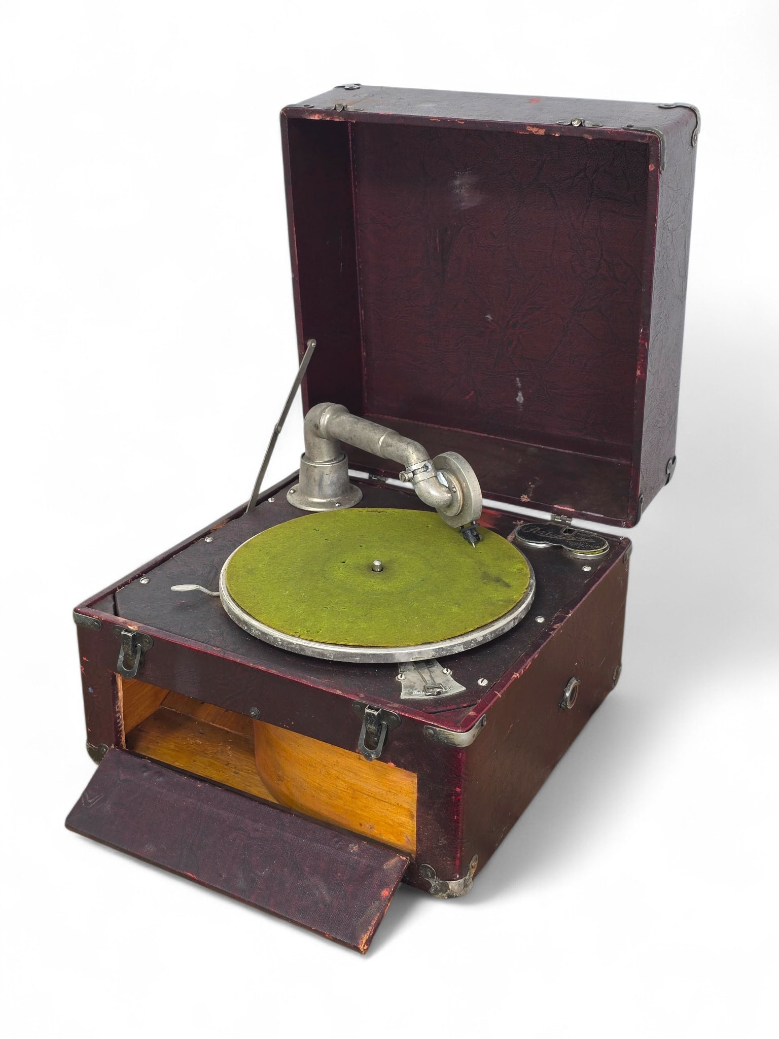Antique Portophone Portable Record Player ~ The Thomas MFG. Co.: Antique cylinder phonograph offered as found from an estate in unrestored condition. The machine shows expected wear consistent with general age and use. The mechanism a