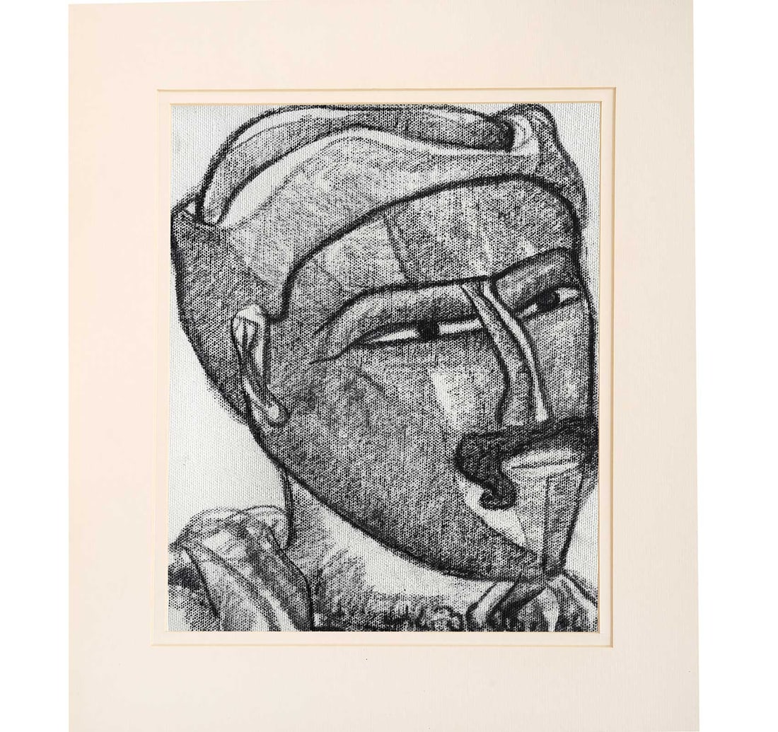 TELANGANA MAN: CHARCOAL ON CANVAS BY THOTA VAIKUNTAM - 4