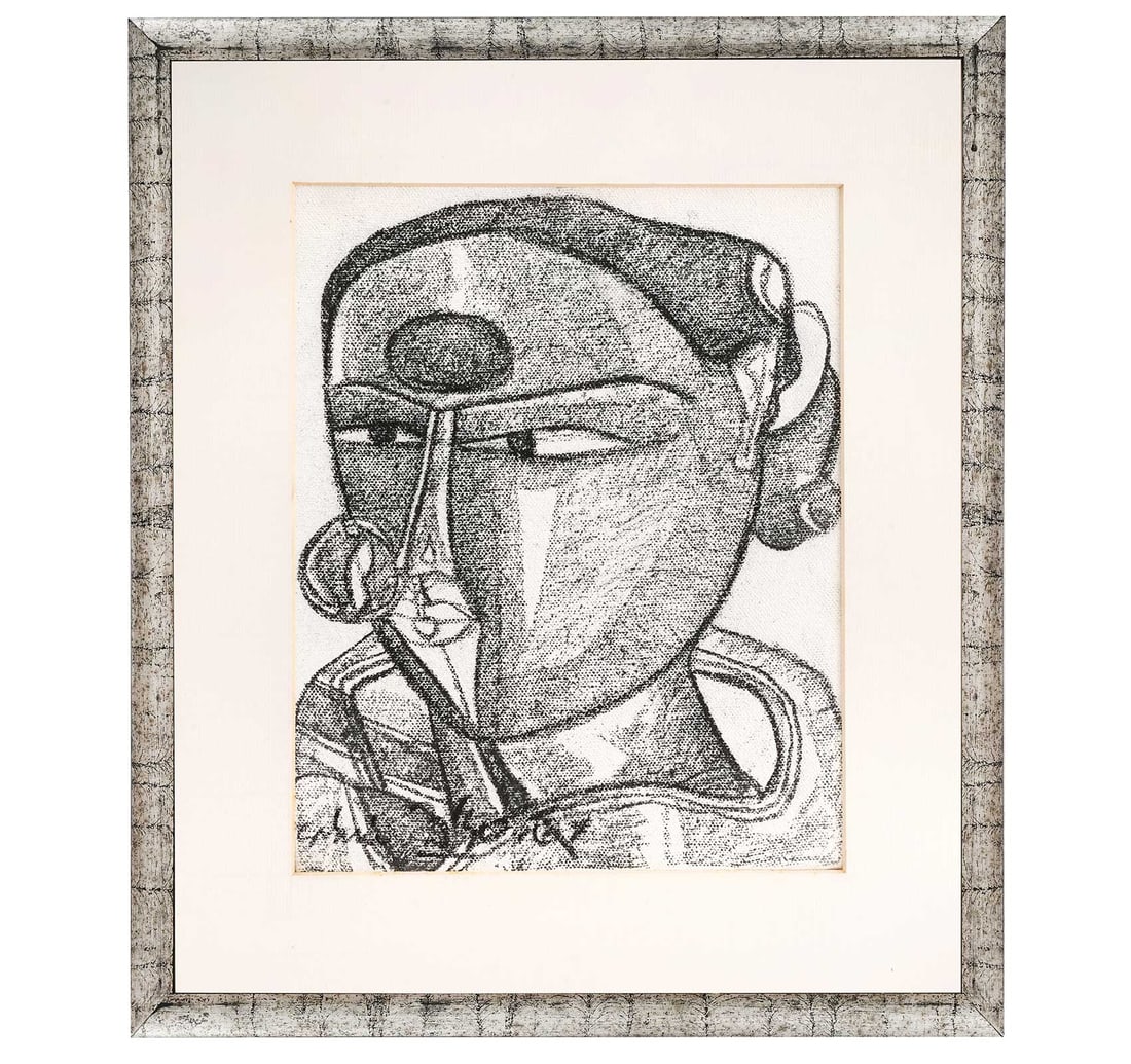 TELANGANA WOMAN: CHARCOAL ON CANVAS BY THOTA VAIKUNTAM - 4