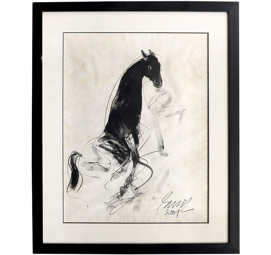 CHARCOAL ON PAPER: UNTITLED (HORSE) BY SUNIL DAS - 3