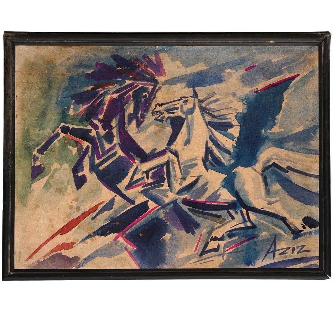 WATERCOLOUR ON PAPER: UNTITLED (HORSE) BY AZIZ - 2