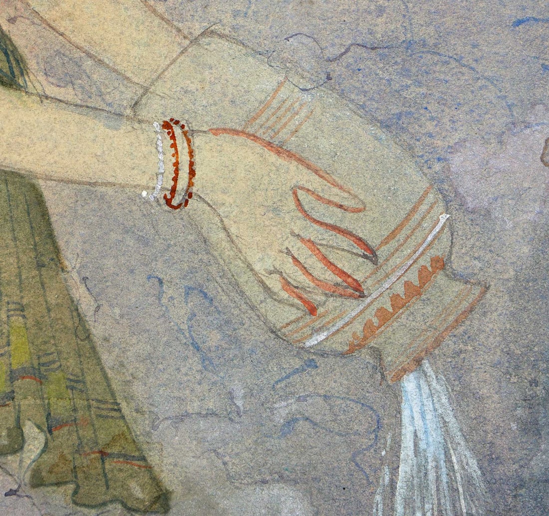 WATERCOLOUR ON PAPER ATTRIBUTED TO RAMGOPAL VIJAY VARGIYA: UNTITLED (LADY) - 5