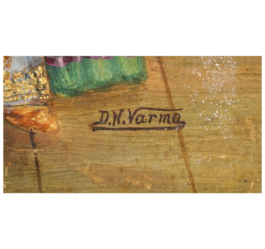 OIL ON BOARD PORTRAIT OF A SEATED WOMAN BY D.N. VARMA - 2