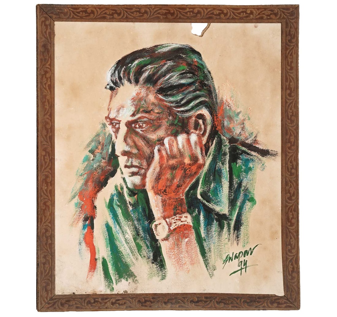 WATERCOLOUR ON PAPER PORTRAIT OF SATYAJIT RAY BY SWAPAN - 4