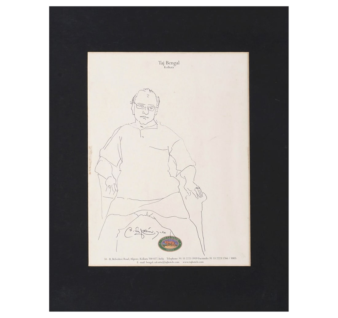 PEN & INK ON PAPER SKETCHES OF SEATED WOMAN & MAN BY LAXMA GOUD - 5