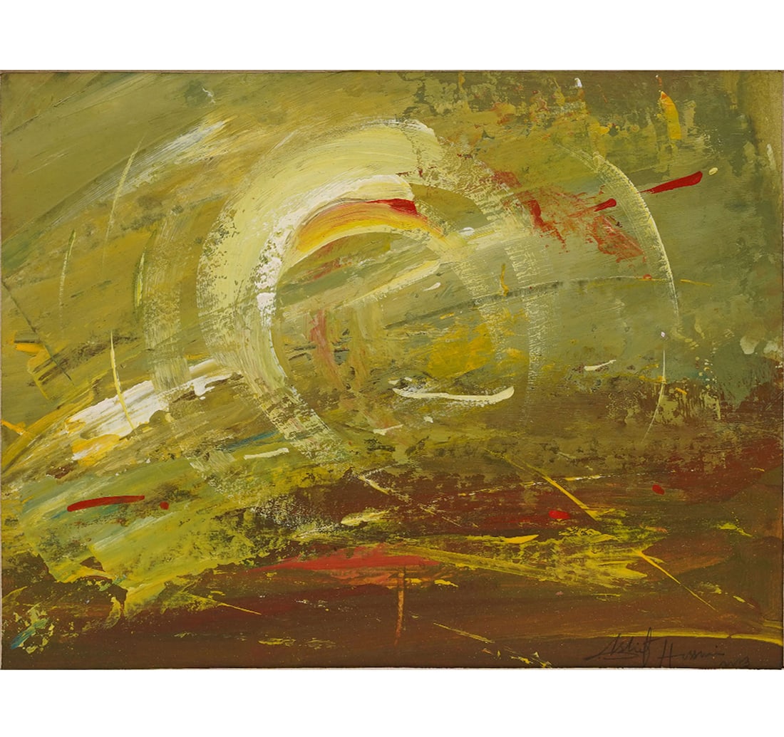 OIL ON CARD LANDSCAPE BY HUSSAIN, ASHIF: Year: 2003 Size: 15.7 x 20.7 cm (6 x 8 Inches) Mount/Sheet Size: 25 x 30 cm (9.8 x 11.8 Inches) Frame Size: 30.5 x 35.2 cm (12 x 13.8 Inches) Signed and dated 'Ashif Hussain 2003' (lower right) This