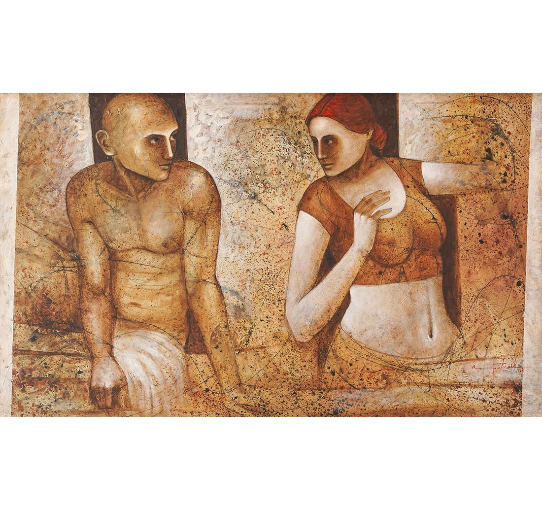 MIXED MEDIA ON CANVAS PAINTING BY PATNAIK, ASIT KUMAR: Year: 2006 Size: 90 x 151 cm (35.4 x 59.4 inches) Frame Size: 99.5 x 160.5 cm (39 x 63 inches) Signed and Dated by the artist Signed and Dated 'Asit Patnaik 06' (lower right) ACCOMPANIED WITH A