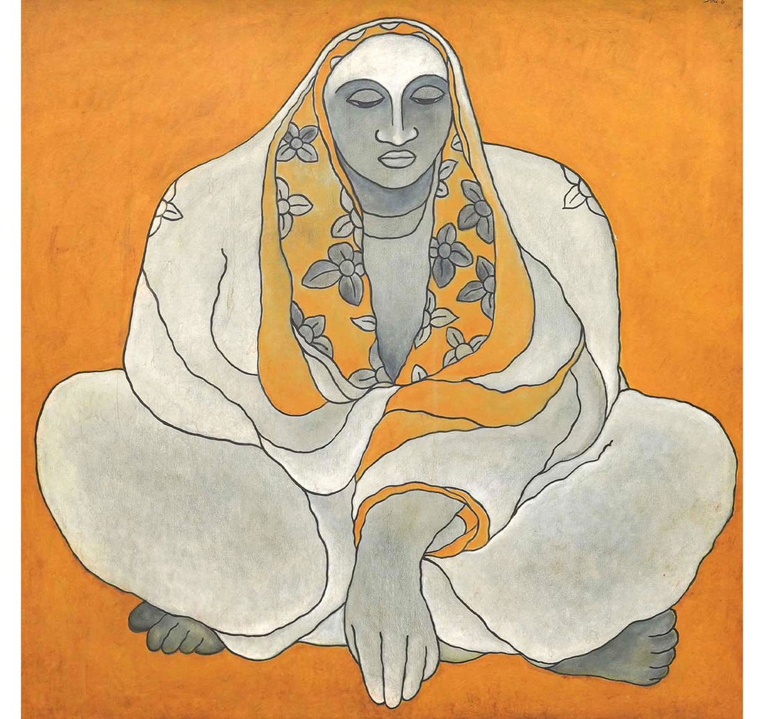 ACRYLIC ON CANVAS PAINTING BY GANPATYE, PRAMOD: Year: 2006 Size: 120.2 x 121 cm (47.3 x 47.6 inches) Frame Size: 129.5 x 130 cm (50.9 x 51 inches) Signed and Dated by the artist Signed in Devanagari and Dated '06' (upper right); signed in Devanagar