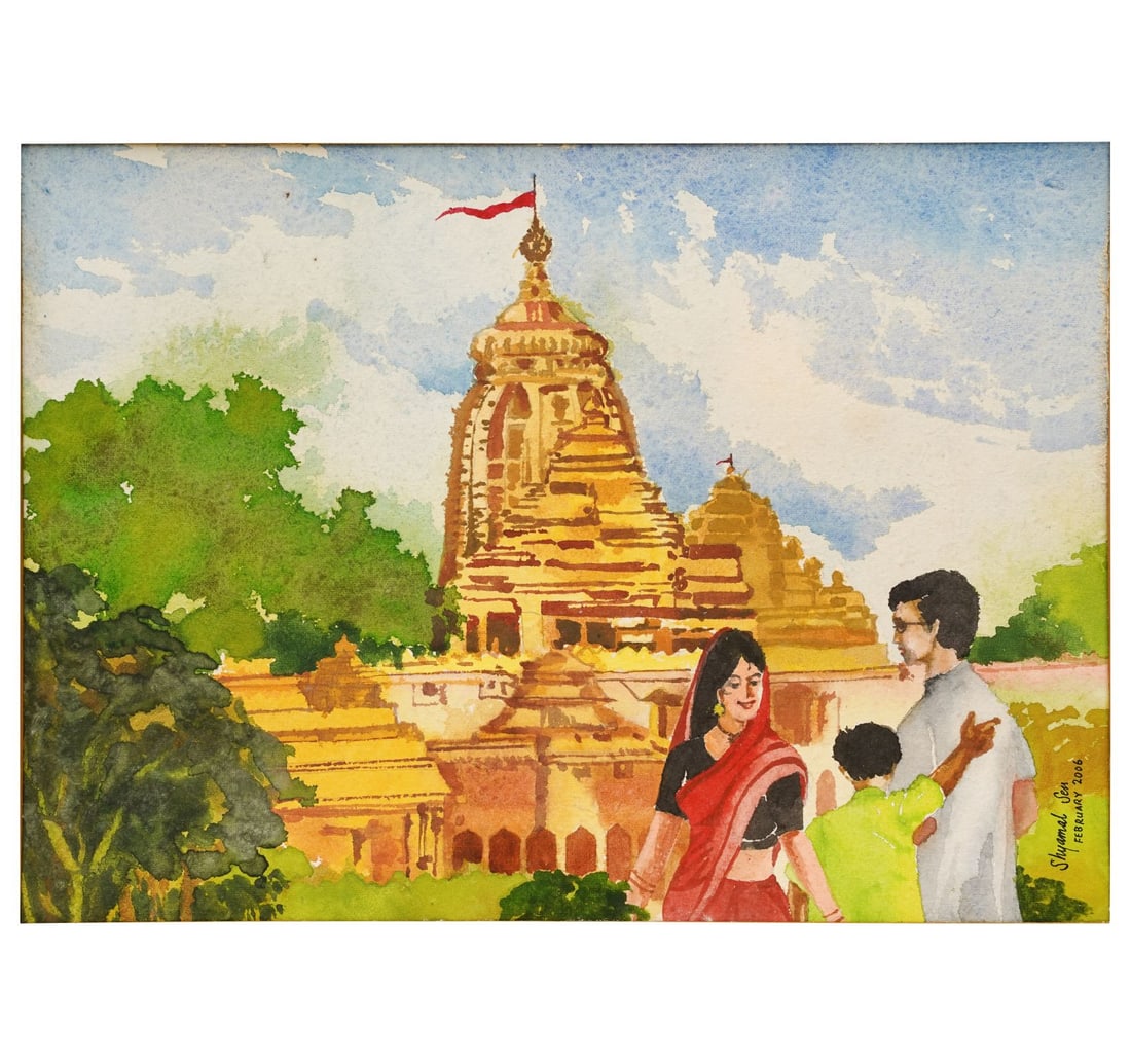 A FAMILY VISIT TO JAGANNATH TEMPLE, PURI: WATERCOLOUR ON PAPER BY SHYAMLAL SEN - 5