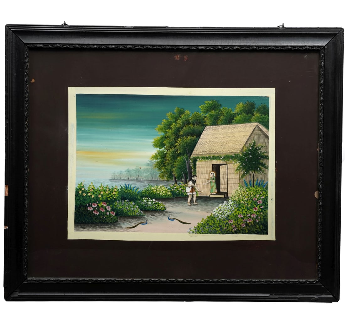 WATERCOLOUR ON BOARD MINIATURE PAINTING : SITA HARAN ATTRIBUTED TO KHUBIRAM - 2