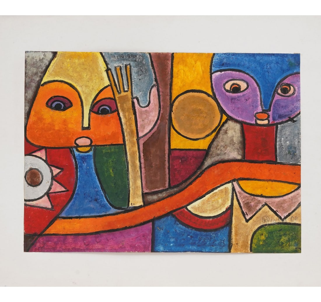 POSTER COLOUR ON PAPER BY NIGERIAN CONTEMPORARY ARTIST, OSOGBO SCHOOL. - 3