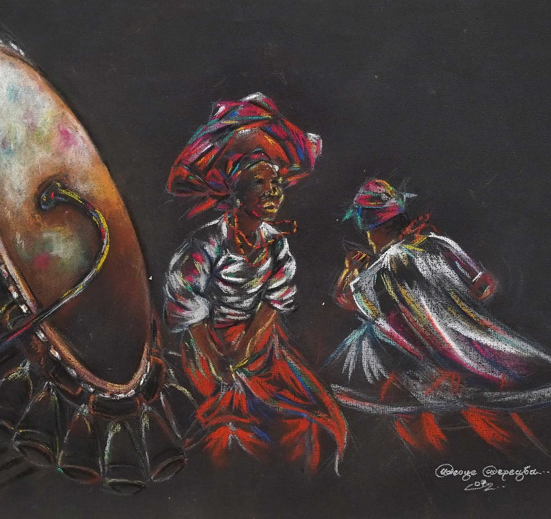UNTITLED DRY PASTEL ON BLACK PAPER - 4