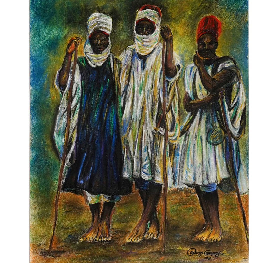 UNTITLED PASTEL & POSTER COLOUR ON PAPER: AFRICAN CONTEMPORARY ART Year: 2007 Size: 35.8 x 52 cm (14 x 20.4 Inches) Mount/Sheet Size: 46.4 x 62.3 cm (18.4 x 24.5 Inches) Signed Indistinctly and dated (lower right) This evocative work by an