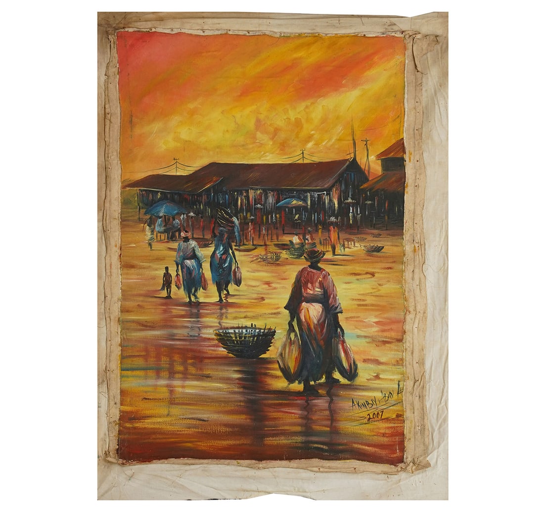 MARKET SCENE: PASTEL & POSTER COLOUR ON PAPER BY ABIOLA, AKINBIYI - 3