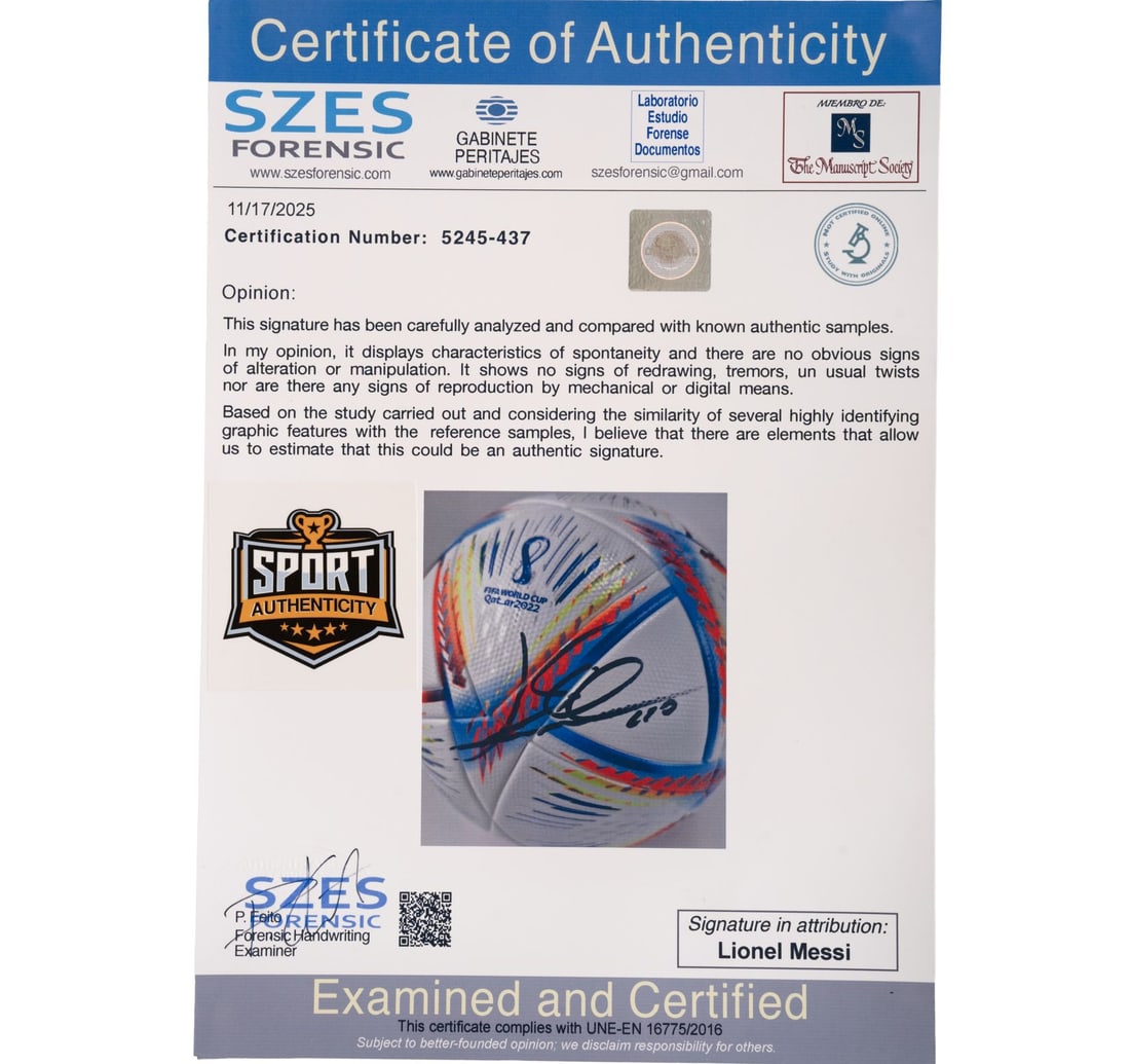 LIONEL MESSI'S AUTOGRAPHED AL RIHLA 2022 WORLD CUP OFFICIEAL FOOTBALL - 5