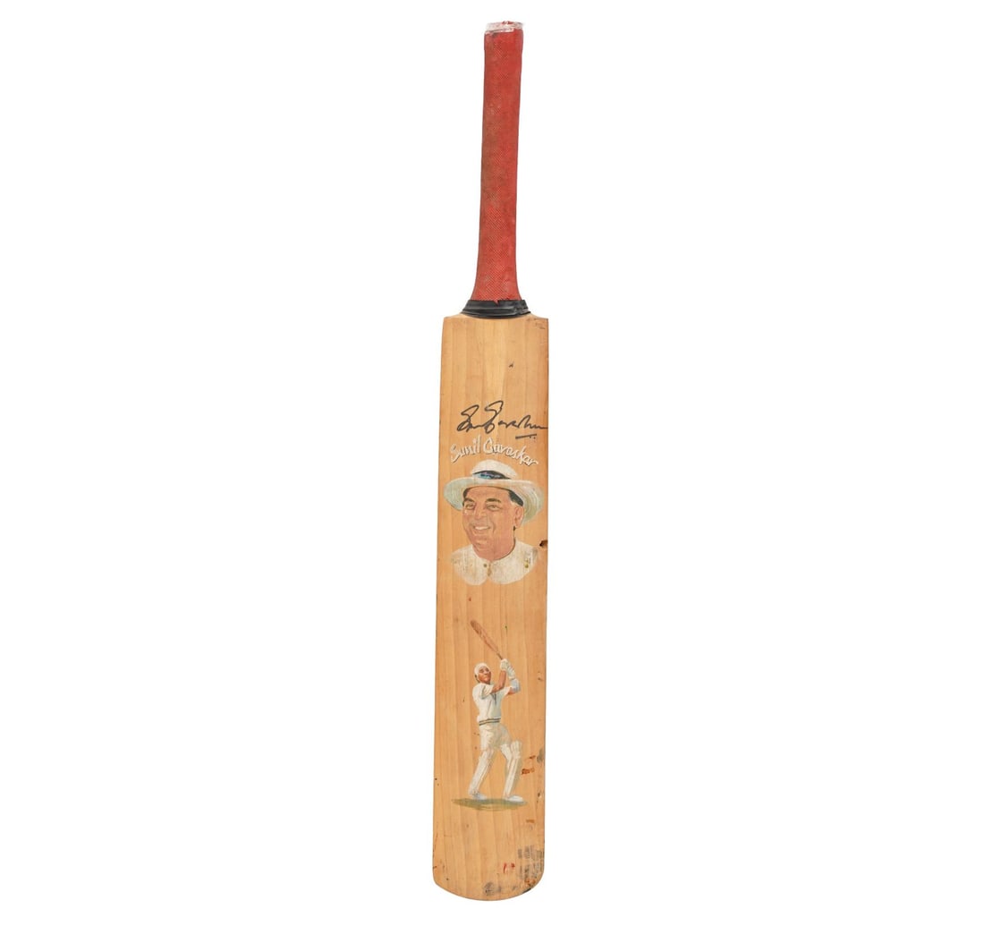 SUNIL GAVASKAR'S AUTOGRAPHED HAND-PAINTED COMMEMORATIVE BAT - 2