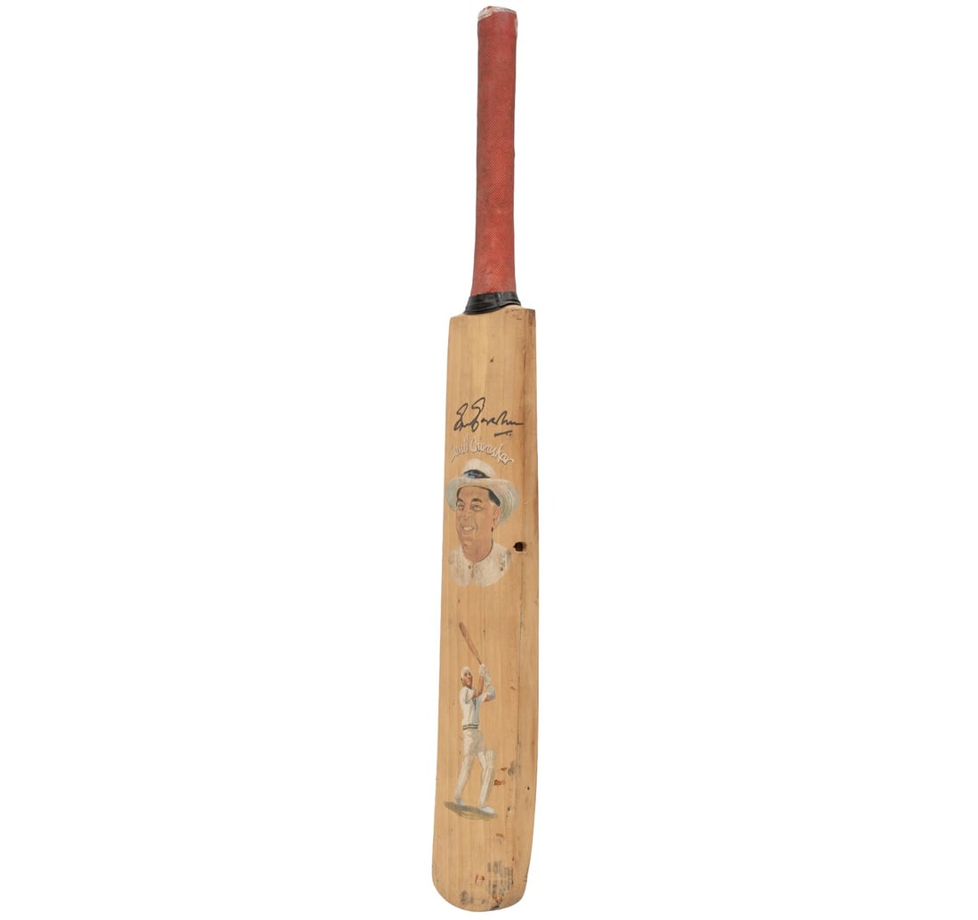 SUNIL GAVASKAR'S AUTOGRAPHED HAND-PAINTED COMMEMORATIVE BAT - 4