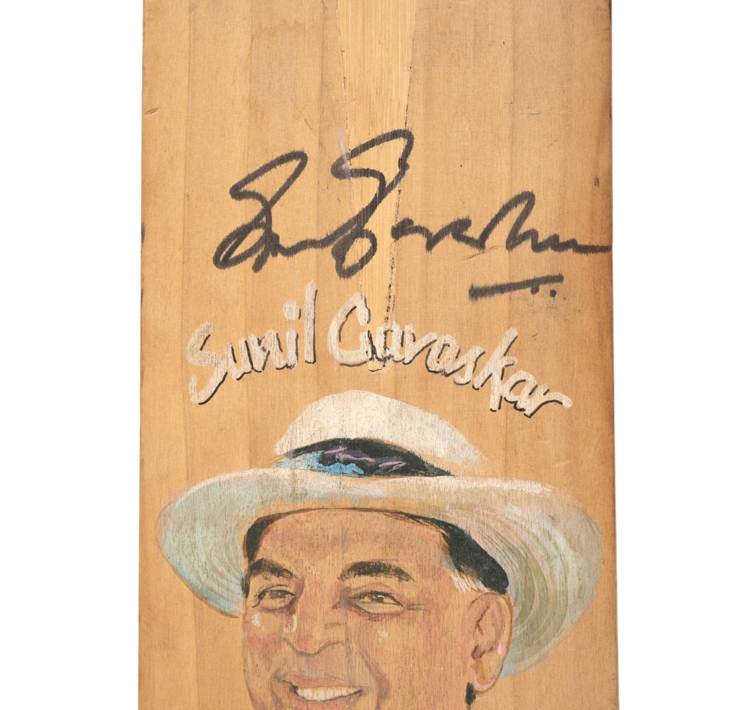 SUNIL GAVASKAR'S AUTOGRAPHED HAND-PAINTED COMMEMORATIVE BAT - 6