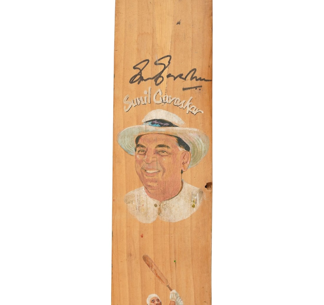SUNIL GAVASKAR'S AUTOGRAPHED HAND-PAINTED COMMEMORATIVE BAT - 7