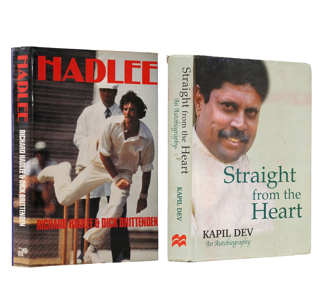 A SET OF TWO BOOKS TITLED (I) RICHARD HADLEE (II) STRAIGHT FROM THE HEART OF KAPIL DEV SIGNED: Size: (I) 14 x 22 cm (5.5 x 8.6 Inches), (II) 16 x 23.7 cm (6.3 x 9.3 Inches) (I) RICHARD HADLEE Published by: Angus & Robertson Publishers. No. of Printed Pages: xii+195 Pages Title page bears the